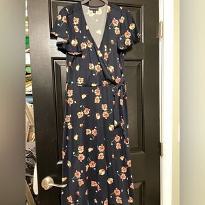 Navy Floral Jersey Dress
